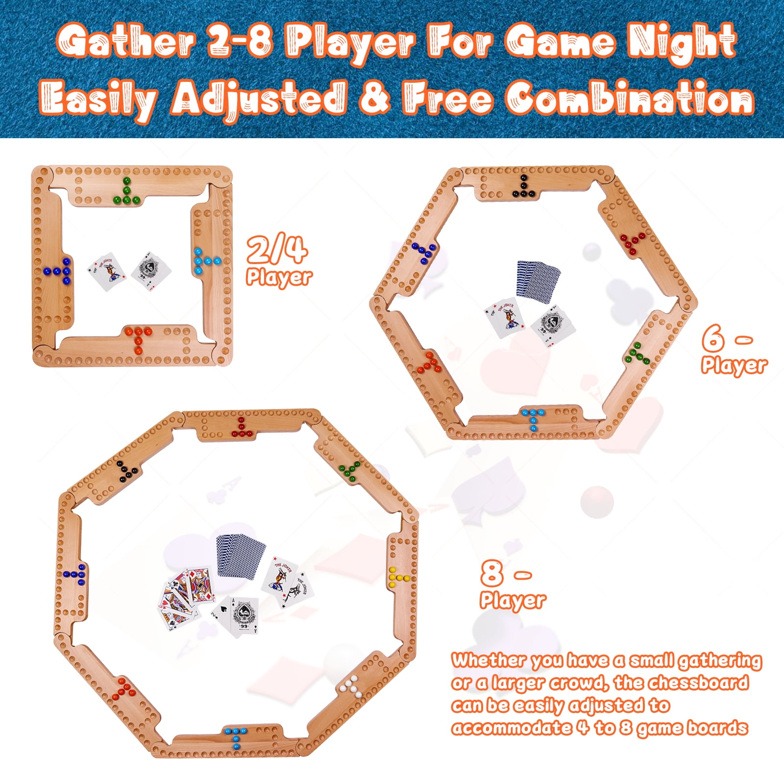 Jokers and Marbles Board Game,Real Beech Wooden Marble Game for 2-8 Player,Best Family Board Game for Game Nights,Holidays and Casual Social Gatherings