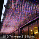 thumbnail image 2 of Guirnalda de luces LED de carámbano, 16.4 pies, 216 cortinas LED, luces de hadas estrelladas, inserción de boda, fiesta, jardín MFZFUKR CPB-US-DYP876-2, 2 of 5