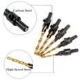 thumbnail image 4 of 5PCS 1/4 inch Round Shank Titanium Plated Wood Hole Drilling Bits Set Screw Carpentry Chamfer Hole Opener Set Woodworking Screw Cap Taper Hole Drill Punch Tools #6#8#10#12#14, 4 of 7