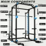 ULTRA FUEGO Multifunctional Full Power Cage Rack with Cable Crossover, Smith Machine, LAT-Pull Down, Squat System for Home Gym