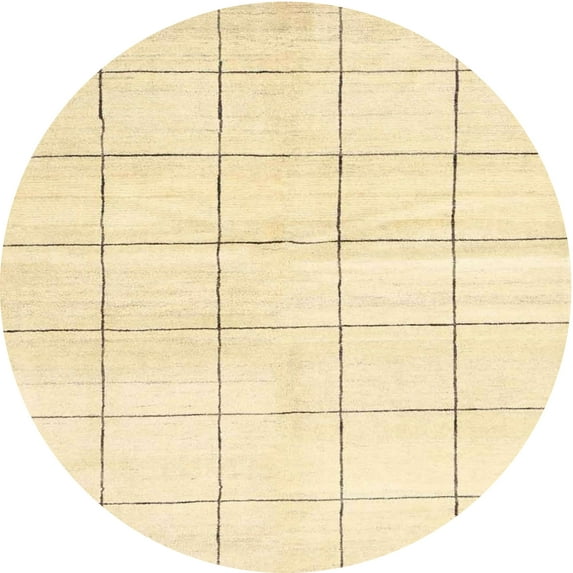 Ahgly Company Machine Washable Indoor Round Contemporary Brown Gold Area Rugs, 6' Round