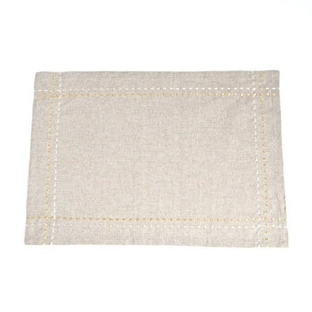 

Anais Embroidered Silver and Gold Line Cotton Placemat Set of 4