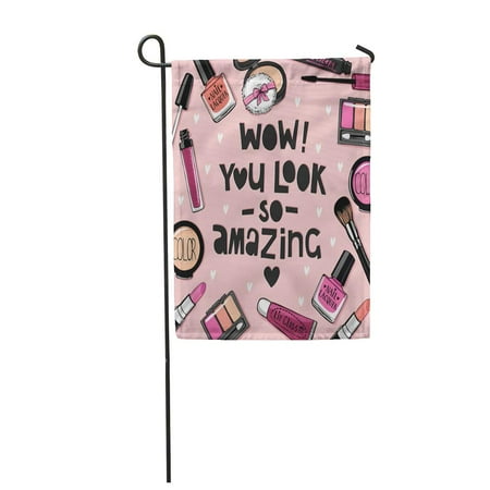 Eye Shadow Lipstick Mascara SIDONKU Cosmetics Nail Polish Mascara Lipstick Eye Shadows Brush Powder Lip Garden Flag Decorative Flag House Banner 28x40 inch ()