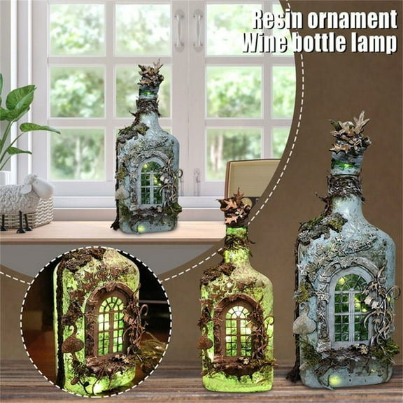 Mysterious Ghost Castle Forest Luminous Wine Bottle Home Garden Decoration Resin Crafts