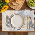 thumbnail image 2 of Blue Yellow Botanical Placemats for Dinning Table Set of 6, Spring Summer Vintage Burlap Kitchen Place Mats Waterproof Cloth Table Mats, Indoor Outdoor Placemats Easy Clean Dinner Decor, 2 of 8