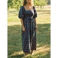 thumbnail image 2 of Gupgi Robe Bohème pour Femme à Encolure Carrée, Manches Bouffantes, Longue Robe à Fleurs, Décontractée, Vacances, Ample, Robe d'Été, 2 of 9