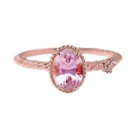 Harry Chad Enterprises 63037 13.15 CT Beautiful Oval Pink Kunzite & Diamond Wedding Ring, Rose Gold - Size 6.5