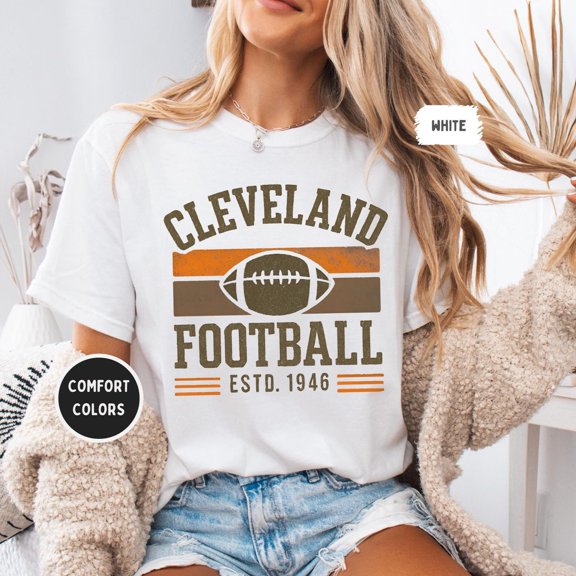 Vintage Cleveland Football Distressed Fan T-Shirt Size S-5XL