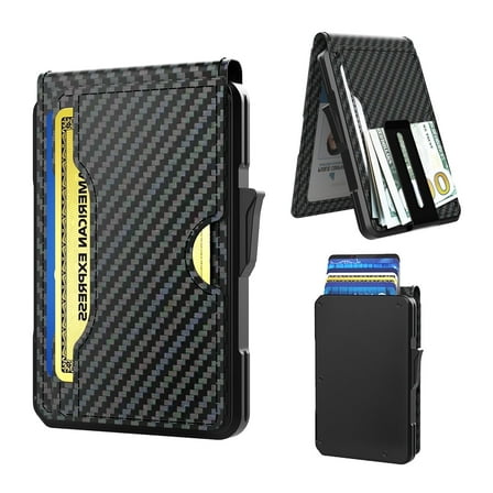 Wallet for Men - with Money Clip Slim Leather Slots Credit Card Holder RFID Blocking Bifold Minimalist Wallet