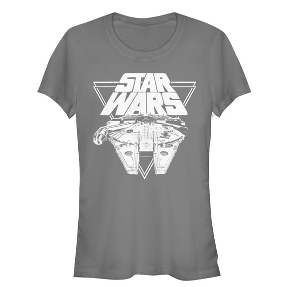 Junior's Star Wars The Last Jedi Millennium Falcon Triangle  Graphic Tee Charcoal Small