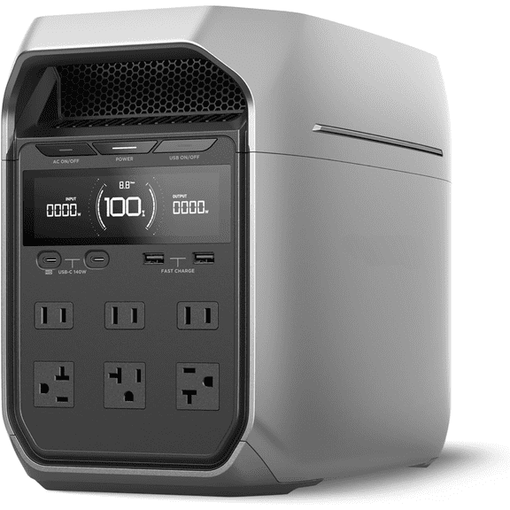 DELTA 3 Plus Portable Power Station, 1024Wh LiFePO4 Battery, 1800W AC Output, 140W USB-C, 3600W Surge, 10ms UPS, 5kWh Expandable, Solar Generator for Home Backup, Camping & RV