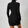 thumbnail image 6 of New Solid Dresses Autumn Winter Women Long Sleeves Turtleneck Sexy Bodycon Sheath Mini Dress Club Elegant Party Knitted Dresses, 6 of 9