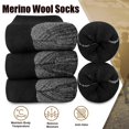 thumbnail image 2 of 4 Pairs Mens Merino Wool Socks, Breathable Hiking Outdoor Warm Winter Socks for Men Cold Weather Mottled Black+Grey (4 pairs), 2 of 7