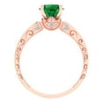 thumbnail image 4 of Solitaire with Accents Engagement Ring for Women - 1.06ct Simulated Emerald in 18K Rose Gold Promise Ring, 4 of 6
