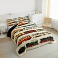 thumbnail image 3 of jejeloiu Train Steam Engine Bedding Comforter Set,Western Train Transportation Twin Comforter Sets,Brown Orange Red Bedding Set For Teens,Ultra Soft Home Decor Reversible,2 Pieces, 3 of 8