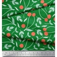 thumbnail image 2 of Soimoi Green Cotton Duck Fabric Berries Leaves Printed Fabric 1 Yard 42 Inch Wide, 2 of 3