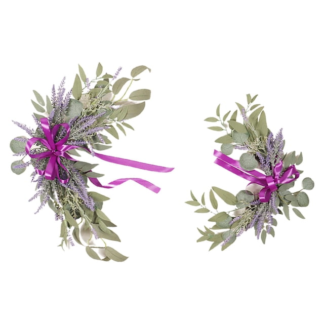 Guirnalda colgante de flores artificiales, 2 piezas, hojas verdes, decoración de fondo, seda Lavanda