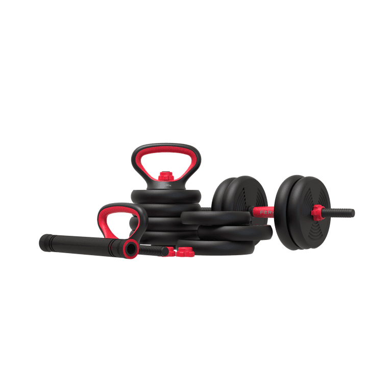 FitRx SmartBell Gym 60lbs: 4-in-1 Adjustable Dumbbell, Barbell