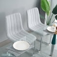 thumbnail image 3 of Miekor Furniture Table and chair set, one table and four chairs. Clear tempered glass table top, 0.3 feet thick, silver metal legs. Bow chair with electroplated metal legs W4US0042, 3 of 9
