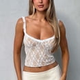 thumbnail image 2 of MDUKONU Women Y2K Lace Cami Tank Top Sheer Mesh Spaghetti Strap Sleeveless Crop Tops Camisole Sexy Summer Going Out Tops Size: L White, 2 of 8