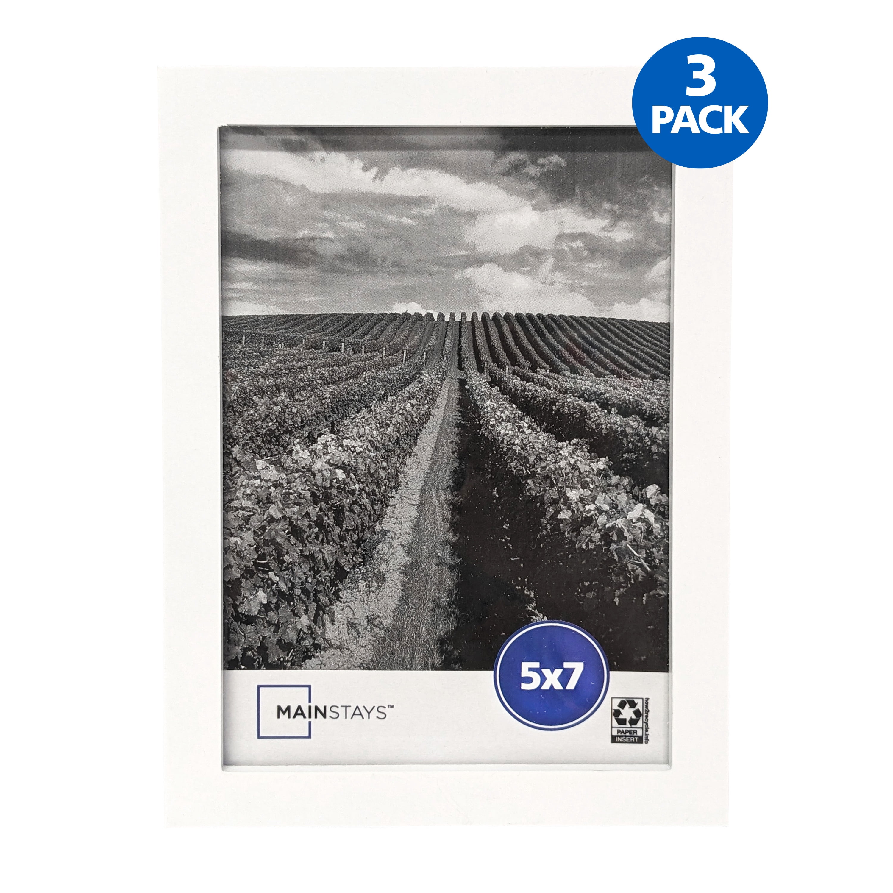 (2 pack) Mainstays - 5x7 Picture Frame - White Gallery Linear Program Tabletop & Wall Photo Frame, Set of 3