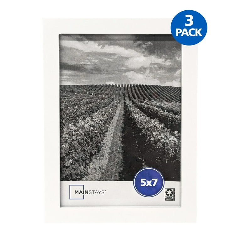 Mainstays White 5x7 Inch Gallery Picture Frames Set of 3 Wall and