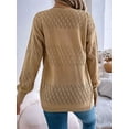 thumbnail image 5 of Womens Summer Crochet Cardigan Long Sleeve Light-Weight Casual Knit Sweaters Khaki L, 5 of 8