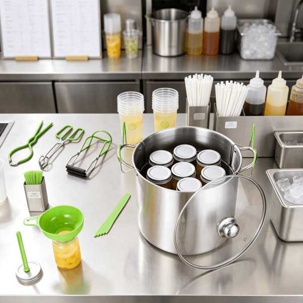 9 Piece Stainless Steel Water Bath Canning Starter Kit, Includes Pot, Rack, Lid, Funnel, Tongs, Jar Lifter, Wrench, Magnetic Wand & Bubble Popper, for Beginners（Excluding Glass Jars）