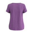 thumbnail image 7 of hoksml Women's Cotton Linen Peplum Blouse, Round Neck Short Sleeve Loose Fit Casual Summer Daily Wear Shirt, 7 of 7