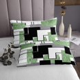 thumbnail image 3 of YST Lime Green Black Grey Quilt Set Queen Abstract Geometric Checkered Bedspread Set Square Sequins Coverlet Set For Kids Adults,Geometry Grid Bed Set For All Season Room Decor, 3 of 5