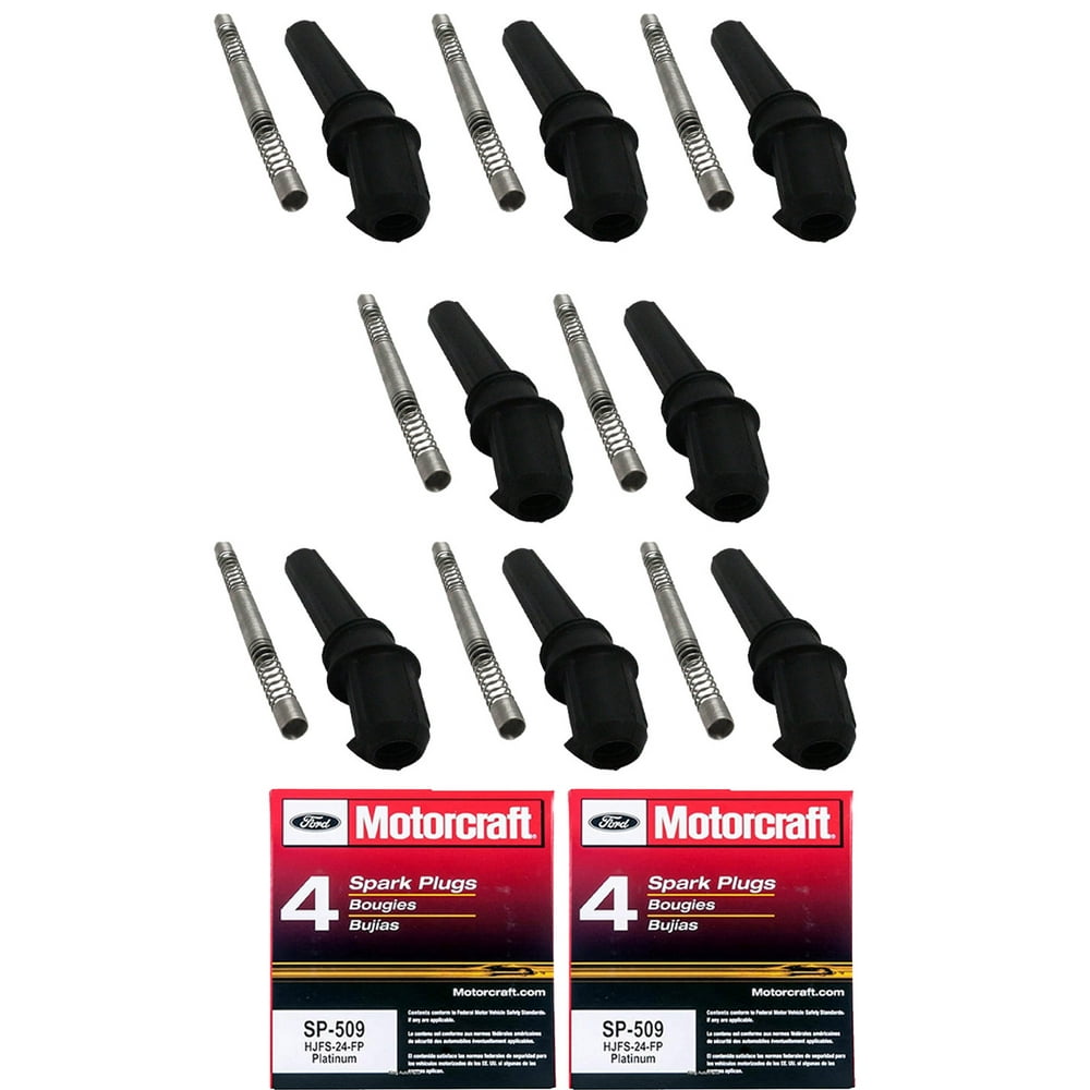 Set of 8 Ignition Coil Boots and Motorcraft Spark Plug Compatible with