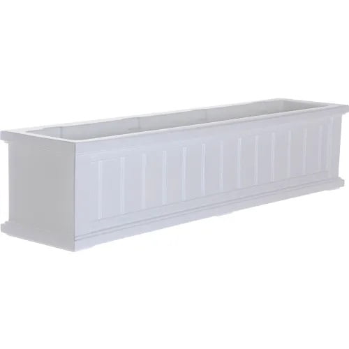 Window Box Planter Double-Wall Water Reservoir with 3 Wall Mount Brackets, 4-Ft. white