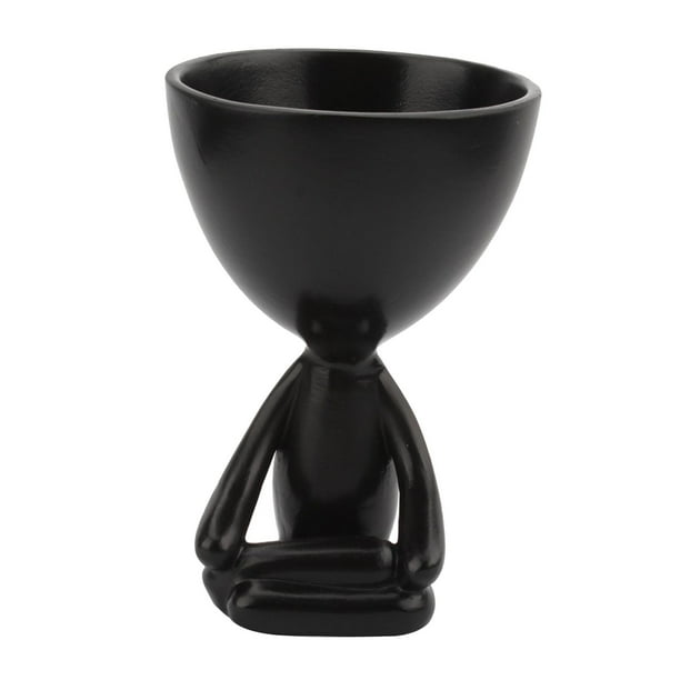 Maceta suculenta novedosa, maceta de meditación, estatua, figura decorativa Negro