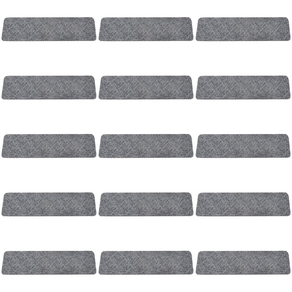 15 Pcs Stair Treads, Peel and Stick Carpet Stair Pads, Light Gray Embossed Non-skid Stair Covers, Soft Polyester Step Rugs for Wood Stairs, Pets, Little Ones, Indoor Home Use