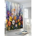 thumbnail image 3 of Fsddascl Spring Botanical Shower Curtain Set - 48" x 72" Washable Bathtub Curtain with 12 Hooks, Modern Oil Painting Vintage Flowers Waterproof Fabric Stall Shower Curtains for Bathroom/Bathtub, 3 of 6