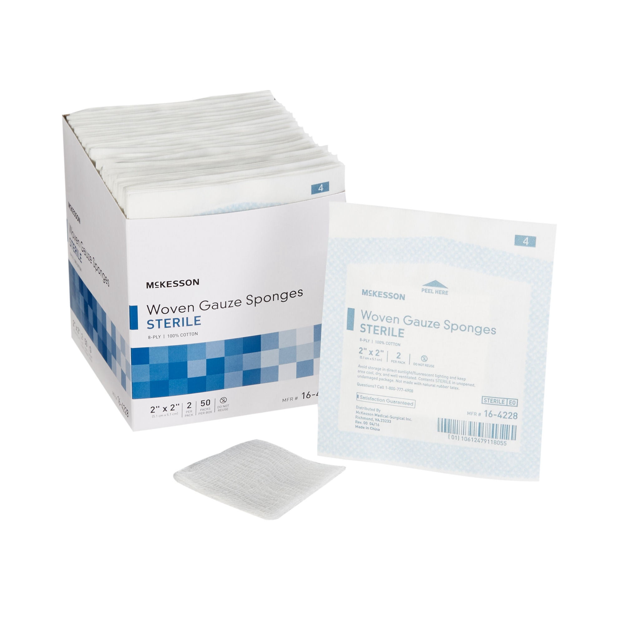 McKesson Gauze Sponges First Aid Supplies, Woven Wound Care Pad - 2 in x 2 in - 1500 Packs (2 per Pack), 3000 Gauze Pads