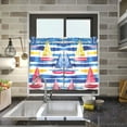 thumbnail image 4 of Yayeee Kitchen Curtains Tier Pair Light Filtering 27"x36" Rod Pocket Short Cafe Window Panel, Red Hand Drawn Sailboats, 4 of 7