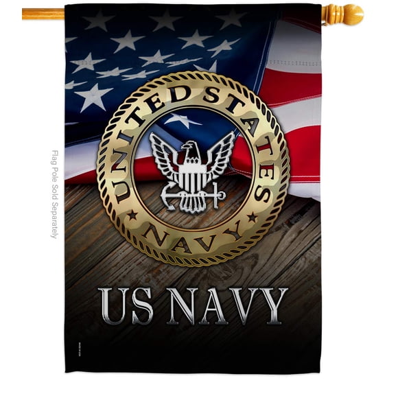 Angeleno Heritage - US Navy Americana - Everyday Military Impressions Decorative Vertical House Flag 28" x 40" Printed In USA