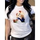 thumbnail image 3 of Women's Cute Cartoon Print T-Shirt - Casual Round Neck, Short Sleeve Top with Stretch Fabric, Machine Washable, 3 of 8