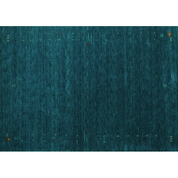 Ahgly Company Machine Washable Indoor Rectangle Abstract Turquoise Blue Contemporary Area Rugs, 4' x 6'