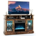 thumbnail image 7 of Giantex TV Stand w/ Electric Fireplace, Rustic Media Entertainment Center w/Adjustable Shelves, Brown, 7 of 7