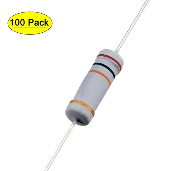100pcs 1W 20K Ohm Carbon Film Resistor 5% Tolerance 4 Color Bands