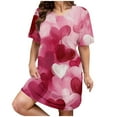 thumbnail image 1 of Kelon Nuisettes et Chemises de Nuit pour Femmes Grande Taille Robe de Nuit Décontractée pour Femmes Grande Taille Imprimé Cœur Manches Courtes Col Rond Extensibilité Moyenne Nuisette Ample Robe de Nuit de la Saint-Valentin, 1 of 4
