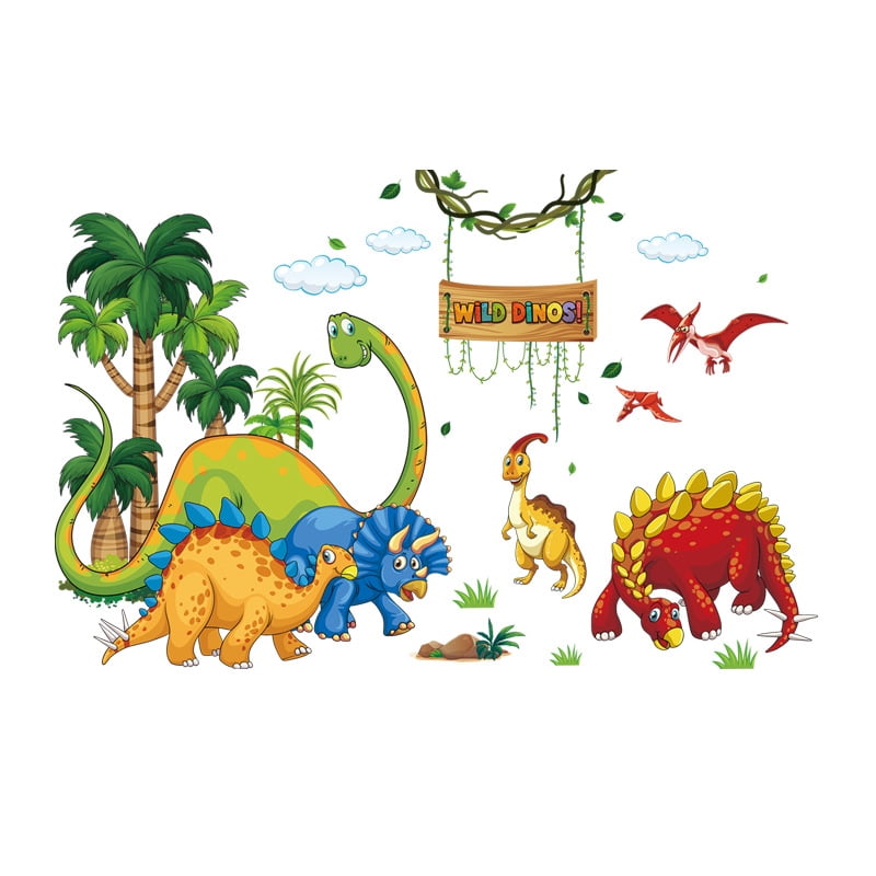 Vinilos Decorativos De Tela Con Diseño De Dinosaurios En Acuarela Para La Habitación De Un Bebé. - España