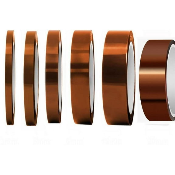 Heat Resistant Tape 6 Pack High Temp Tape Multi – Sized 1/8", 1/5", 1/4", 2/5", 4/5", 1", Heat Resistance Up to 280℃ (536℉)