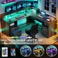 thumbnail image 2 of Dextrus L Shaped Desk with Drawers & Lift Top , 60" Corner Computer Desk with Power Outlet & LED Lights, Office Desk Game Desk with Monitor Stand & File Cabinet, Gray, 2 of 11