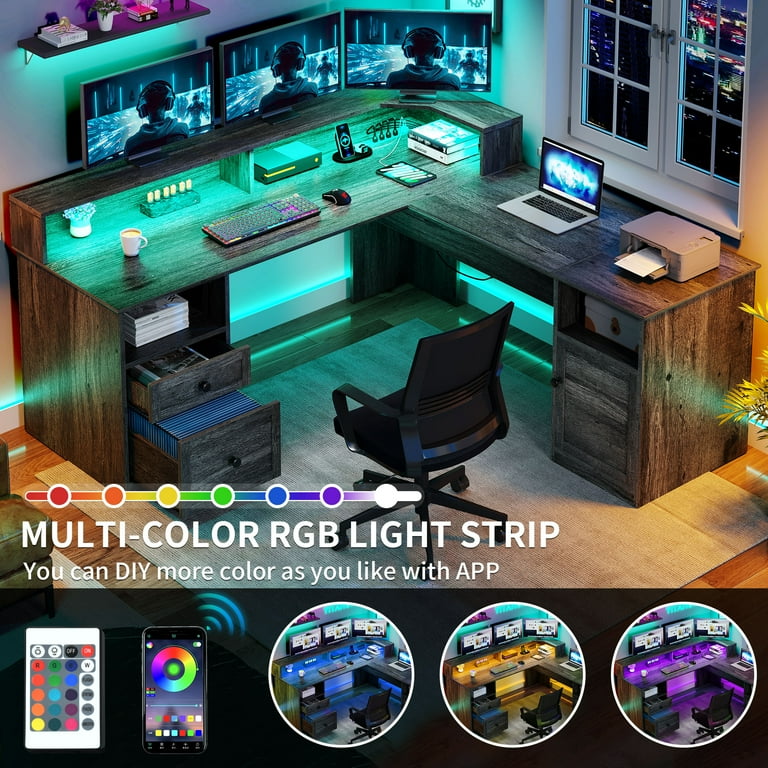 Windowsデスクトップ Desk Meet VITESSE Ergonomic Gaming Desk, Z Shaped Office PC Computer Desk with F