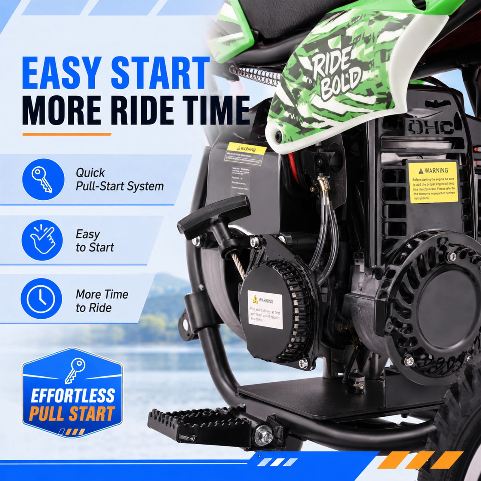 QEASET 39CC Dirt Bike, Mini Bike 4-Stroke Gas Powered off Road with Max Speed 20MPH, Pull Start