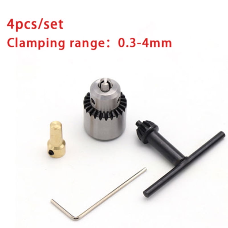 4pcs Mini 0.34mm Taper Mounted Lathe Electric Drill Chuck + Wrench