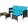 thumbnail image 4 of Patiojoy 3-Piece Outdoor Rattan Wicker Sectional Sofa Set Patio Conversation Sofa Set, 4 of 5